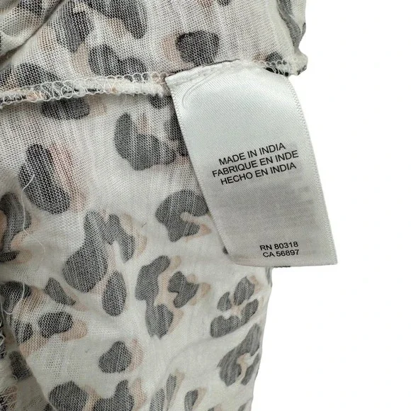 Lucky Brand T-Shirt XS Women's White Pink Multi Animal Print Peplum Long Sleeve - Picture 7 of 8